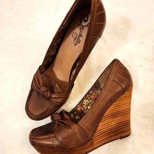 Seychelles Brown Wedges, gently worn, size 10